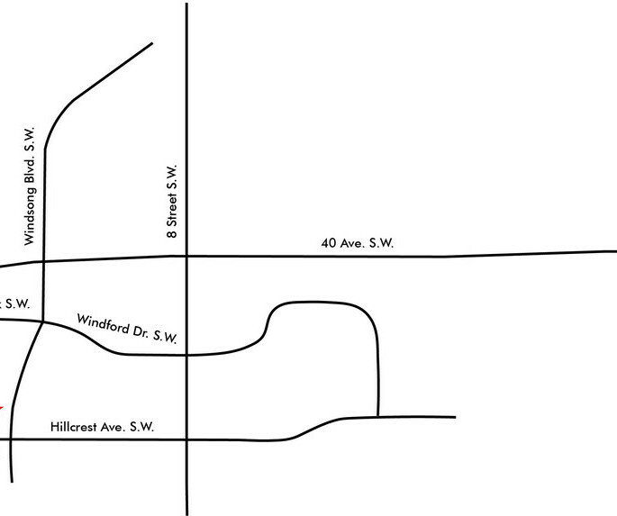 The new South Windsong school site is located on the southwest edge of Airdrie, west of the Windsong community and north of Hillcrest Avenue.