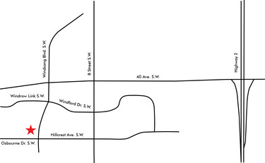 Simple map showing location of new school