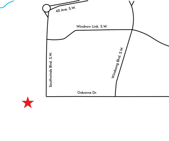 A map to the school's location, indicated by a red star